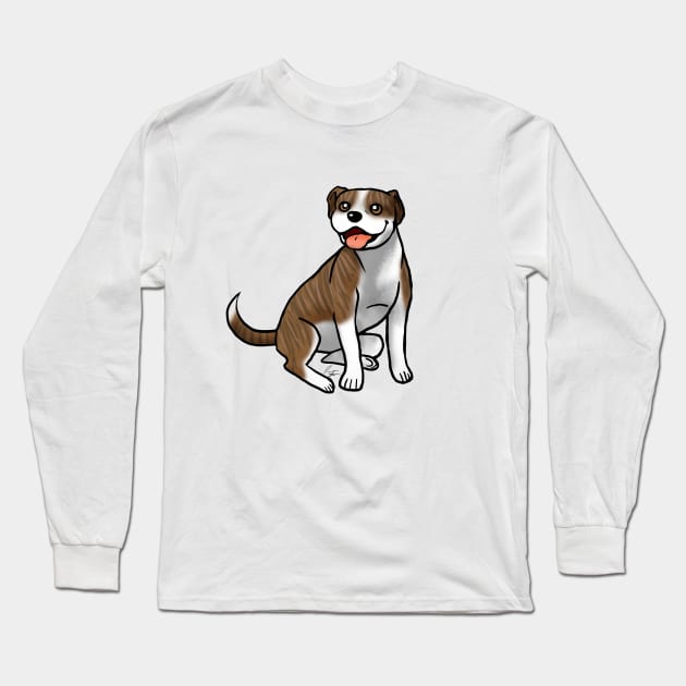 Dog - American Pit Bull - Brindle and White Long Sleeve T-Shirt by Jen's Dogs Custom Gifts and Designs